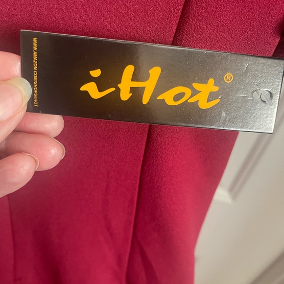 NWT IHOT Women's V Neck Flutter Sleeve Sheath Wrap Ruched Dress in Wine, Medium - Picture 9 of 13